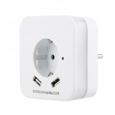 Φωτάκι Νυχτός LED με Φωτοκύτταρο & Πρίζα και 2 USB 13-12230